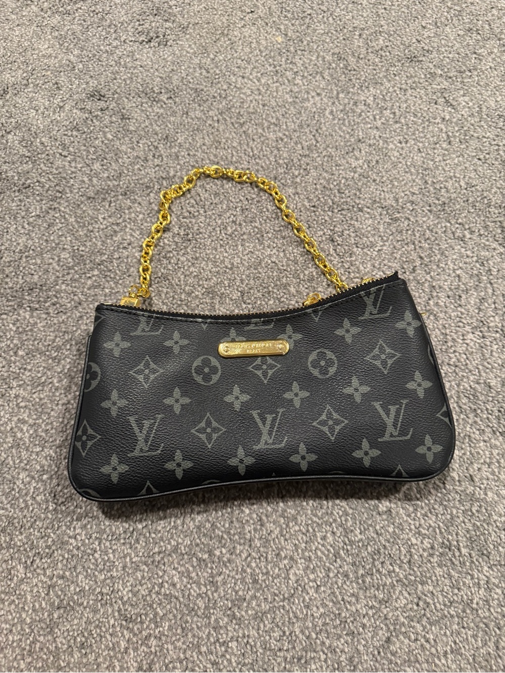 Louis Vuitton Black Monogram Mini Chain Pochette with Gold Hardware